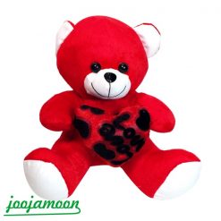 عروسک خرس قرمز قلب در دست