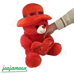 عروسک خرس کلاه دار قلب به دست Love