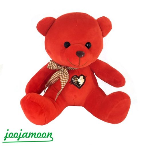 عروسک خرس پاپیون دار قلب طلایی