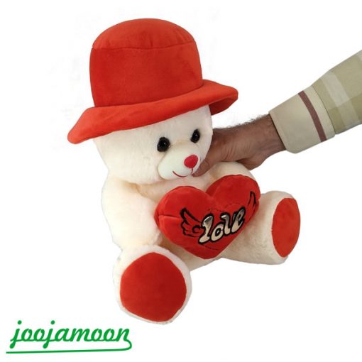 عروسک خرس کلاه دار قلب به دست فرشته